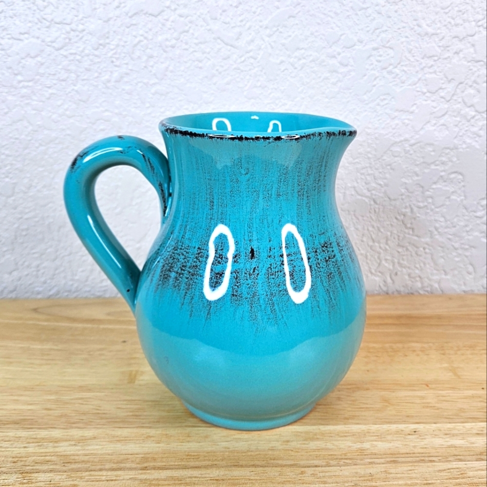 Italian DE SILVA PITCHER Terre D'Umbria Light Turquoise Ceramic Jug Pitcher